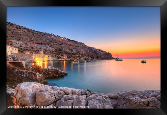 Sunset in Limeni, Greece  Framed Print by Constantinos Iliopoulos