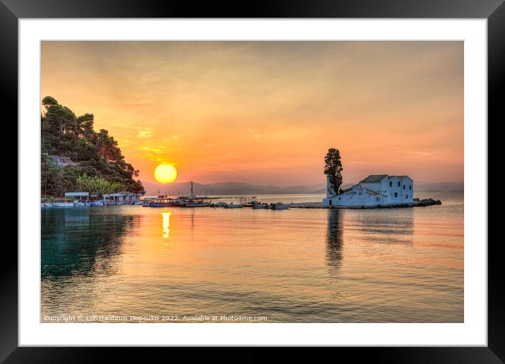 The sunrise in Panagia Vlacherna at Corfu, Greece Framed Mounted Print by Constantinos Iliopoulos