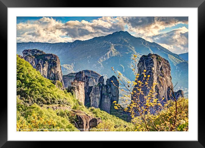 The Roussanou Monastery in the Meteora, Greece Framed Mounted Print by Constantinos Iliopoulos