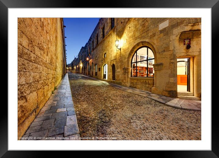 The Street of the Knights in Rhodes, Greece Framed Mounted Print by Constantinos Iliopoulos