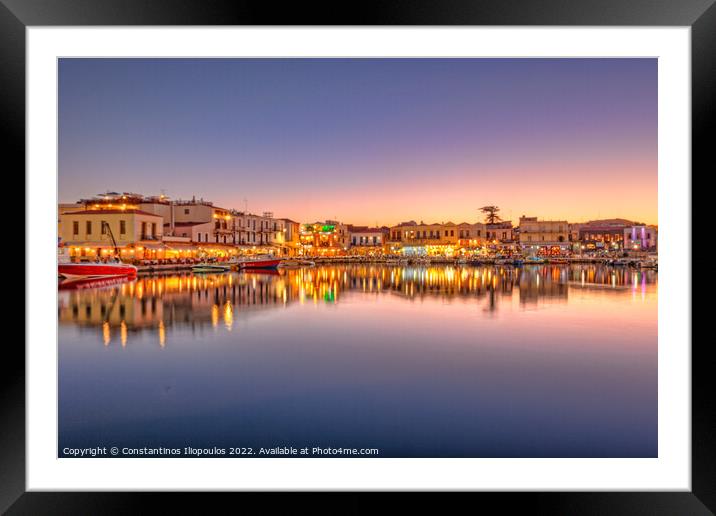 The Sunset at Rethymno in Crete, Greece Framed Mounted Print by Constantinos Iliopoulos