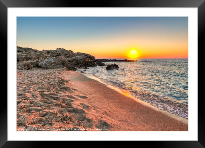 Sunset at Falassarna in Crete, Greece Framed Mounted Print by Constantinos Iliopoulos