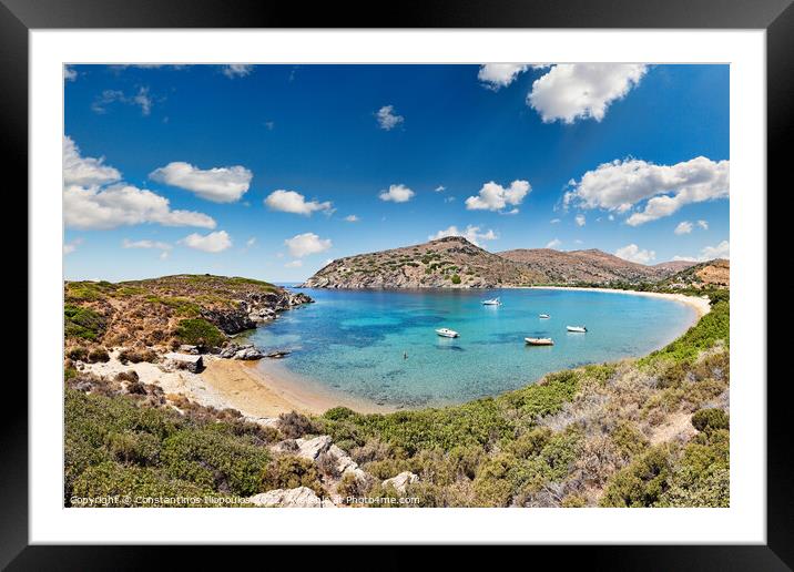 The bay of Fellos in Andros island, Greece Framed Mounted Print by Constantinos Iliopoulos