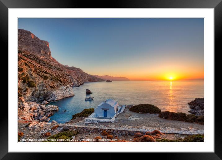 The sunrise from Agia Anna in Amorgos, Greece Framed Mounted Print by Constantinos Iliopoulos
