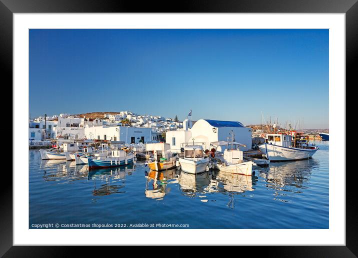 The port of Naousa in Paros, Greece Framed Mounted Print by Constantinos Iliopoulos