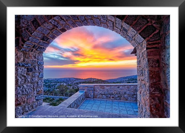 Sunset from Avgonyma of Chios, Greece Framed Mounted Print by Constantinos Iliopoulos