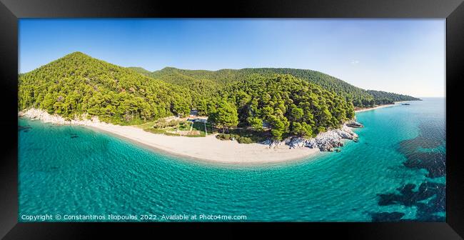 The beaches Kastani and Milia of Skopelos from drone, Greece Framed Print by Constantinos Iliopoulos