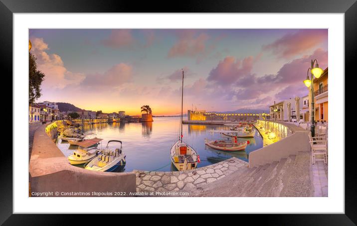 The sunrise at the port of Nafpaktos, Greece Framed Mounted Print by Constantinos Iliopoulos