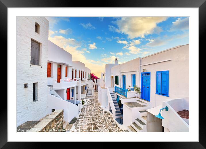 The traditional village Kastro of Sifnos island, Greece Framed Mounted Print by Constantinos Iliopoulos