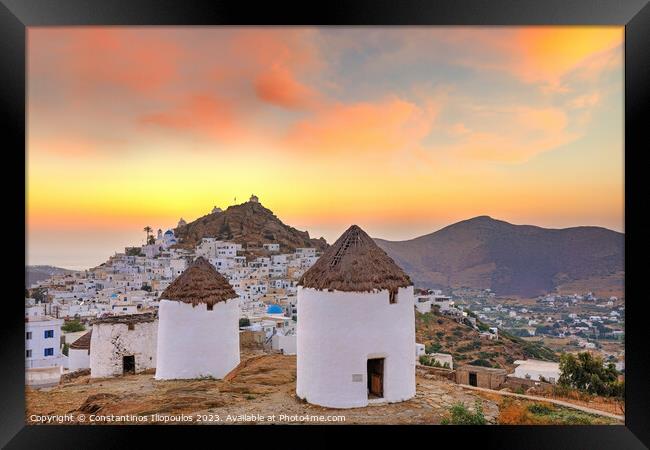 The sunset from the windmills of Chora in Ios, Greece Framed Print by Constantinos Iliopoulos