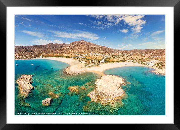 The beach Manganari in Ios island, Greece Framed Mounted Print by Constantinos Iliopoulos