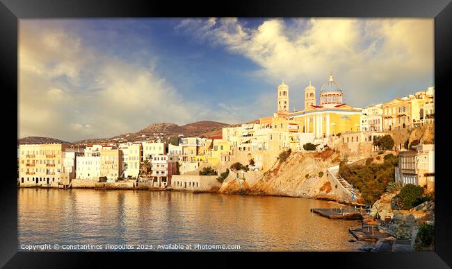 The beach Agios Nikolaos - Asteria - Vaporia in Syros, Greece Framed Print by Constantinos Iliopoulos