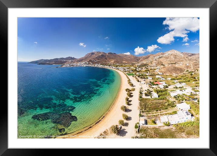 The beach Avlomonas at the port Livadi of Serifos island, Greece Framed Mounted Print by Constantinos Iliopoulos