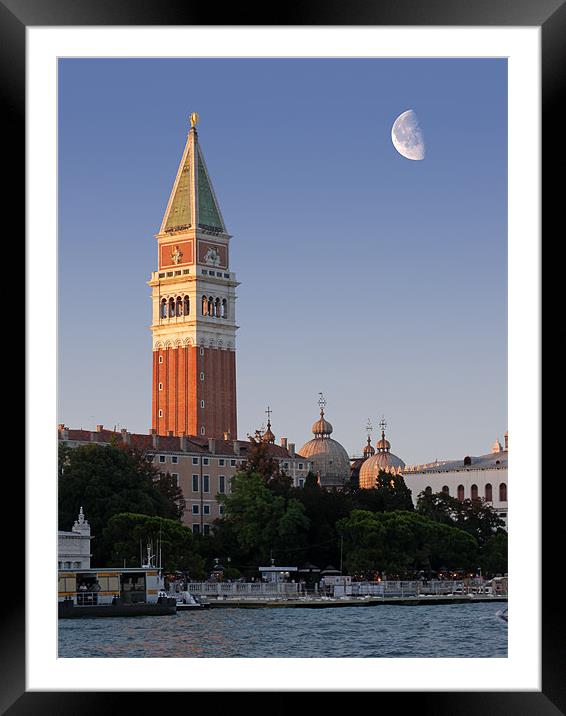 Moon over St Marks Framed Mounted Print by Peter Cope