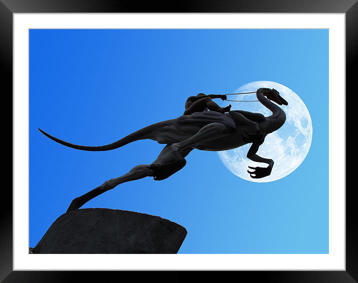 Veloceraptor Silhouette Framed Mounted Print by Peter Cope