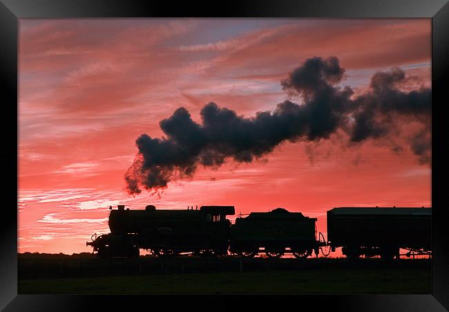 Steam Sunset Silhouette Framed Print by Ian Duffield