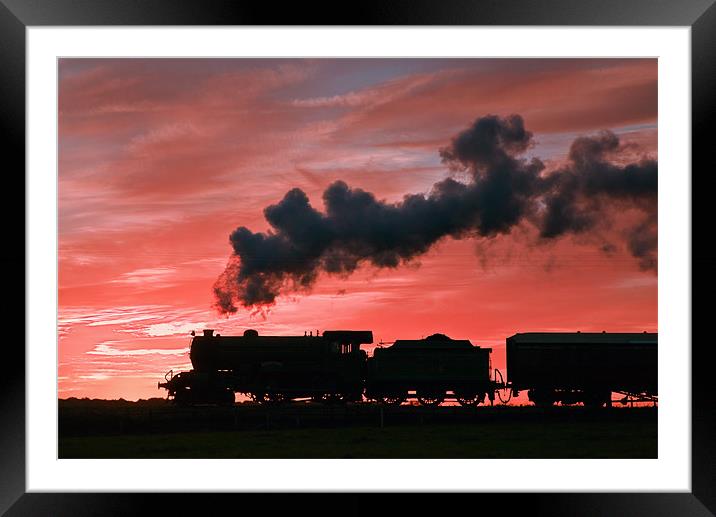 Steam Sunset Silhouette Framed Mounted Print by Ian Duffield