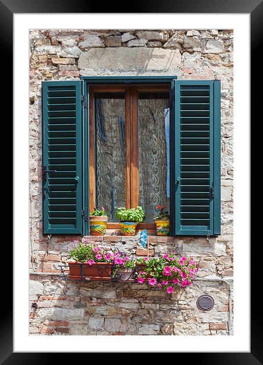 Window with shutters, Castellina. Framed Mounted Print by Ian Duffield