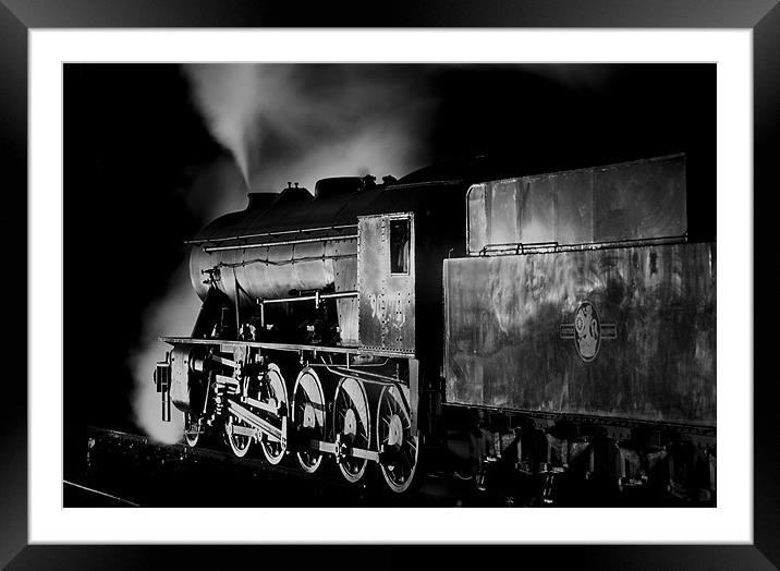 Steam freight loco waiting by night Framed Mounted Print by Ian Duffield