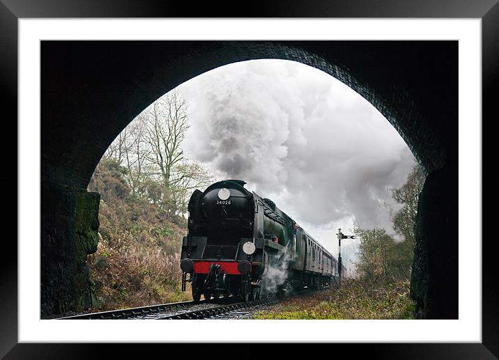 Steam tain powers into a Tunnel Framed Mounted Print by Ian Duffield