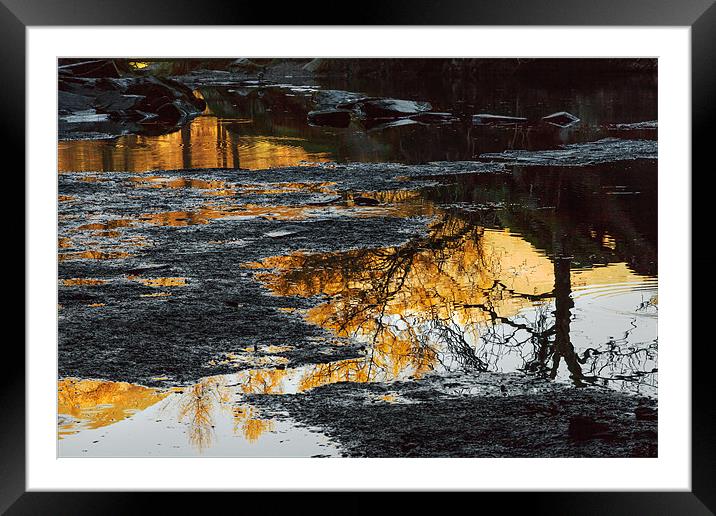 Golden reflections in Rydal Cave. Framed Mounted Print by Ian Duffield