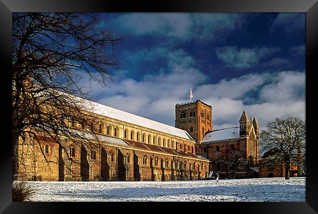  St Albans Abbey in the Snow Framed Print by Ian Duffield