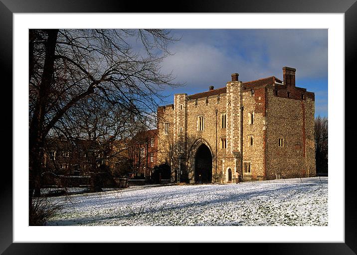  St Albans Abbey Gateway in the snow Framed Mounted Print by Ian Duffield