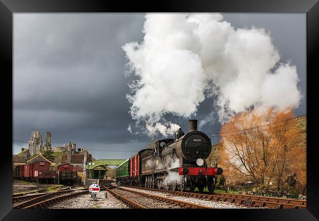  Leaving the storm at Corfe Castle Framed Print by Ian Duffield