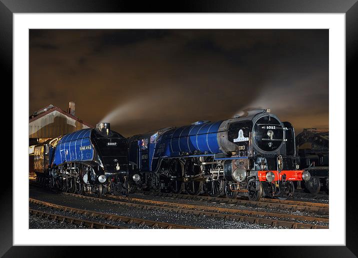  Majestic steam locomotives on shed at night Framed Mounted Print by Ian Duffield