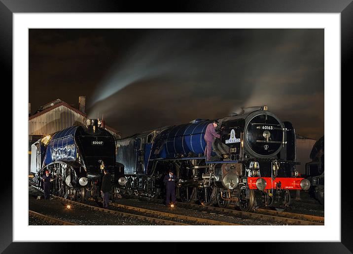 Steam locomotives on shed at night  Framed Mounted Print by Ian Duffield