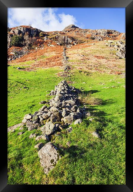 Rocky trail to the Langdale Pikes  Framed Print by Ian Duffield