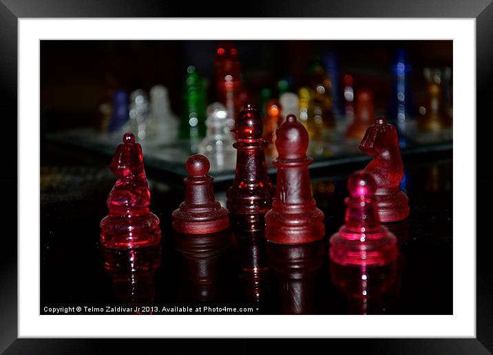 Chess set Framed Mounted Print by Telmo Zaldivar Jr