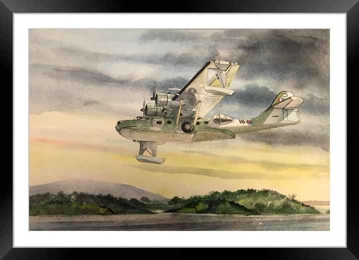 Consolidated PBY Catalina over Lough Erne Framed Mounted Print by John Lowerson