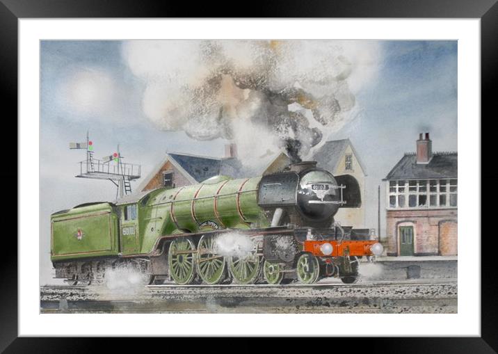 BR 60103 FLYING SCOTSMAN WATERCOLOUR Framed Mounted Print by John Lowerson