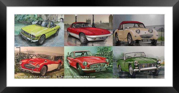 SIX MORE BRITISH SPORTS CARS  Framed Mounted Print by John Lowerson