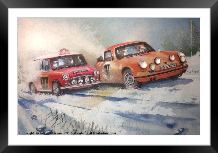 Racing in the 1967 Monte Carlo Rally Framed Mounted Print by John Lowerson
