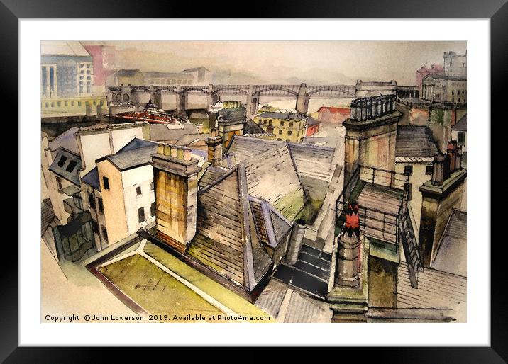 Over the Tyne Bridge Framed Mounted Print by John Lowerson