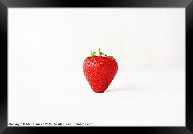 One Red Strawberry Framed Print by Alan Harman