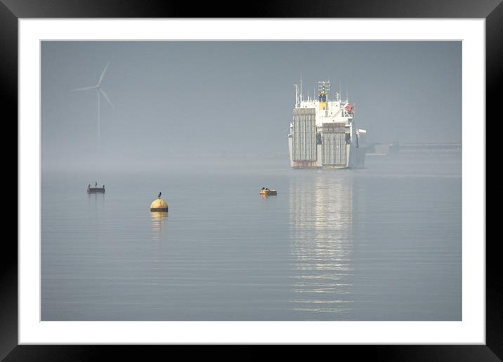 Ferry in the Mist Framed Mounted Print by Ursula Keene