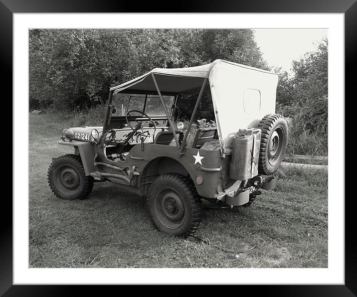 A Willys Jeep Framed Mounted Print by Ursula Keene