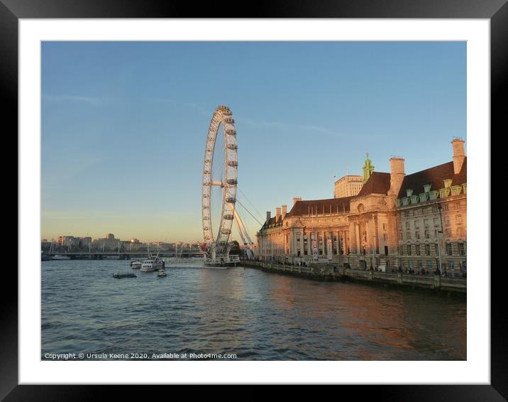 London Eye at dusk  Framed Mounted Print by Ursula Keene