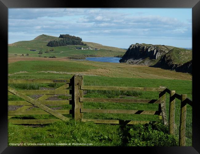 View of Hadrian’s Wall at Steel Rigg & Crag Lough. Framed Print by Ursula Keene