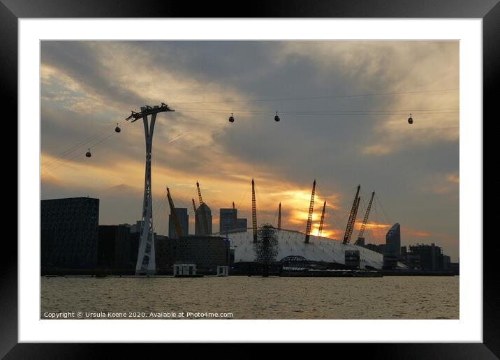Sun setting over O2 & Cable Cars seen from deck of TS Wylde Swan Framed Mounted Print by Ursula Keene