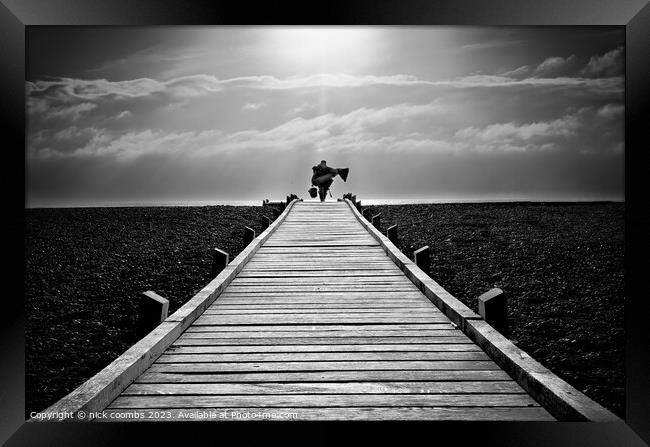 Fisherman and Boardwalk Framed Print by nick coombs
