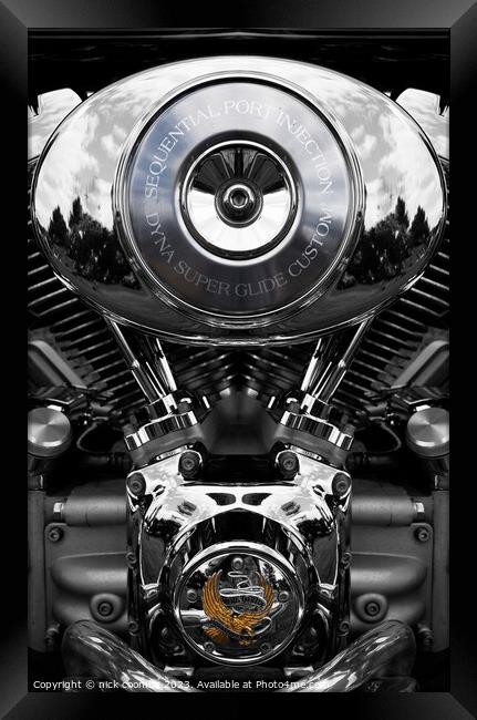 Gleaming Harley Davidson Engine Framed Print by nick coombs