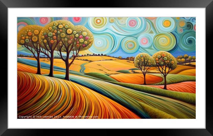 Rolling Golden Fields Framed Mounted Print by nick coombs
