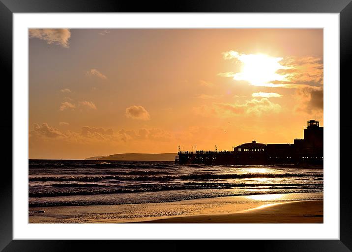 Bournemouth Pier at Sunset Framed Mounted Print by Steve Watson