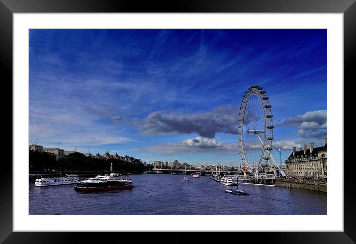 London Eye Cityscape Framed Mounted Print by Steve Watson