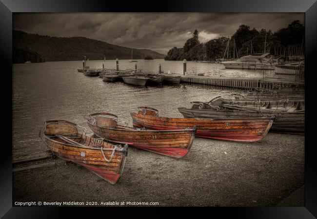 Boats at Bowness - Windermere Lake Framed Print by Beverley Middleton