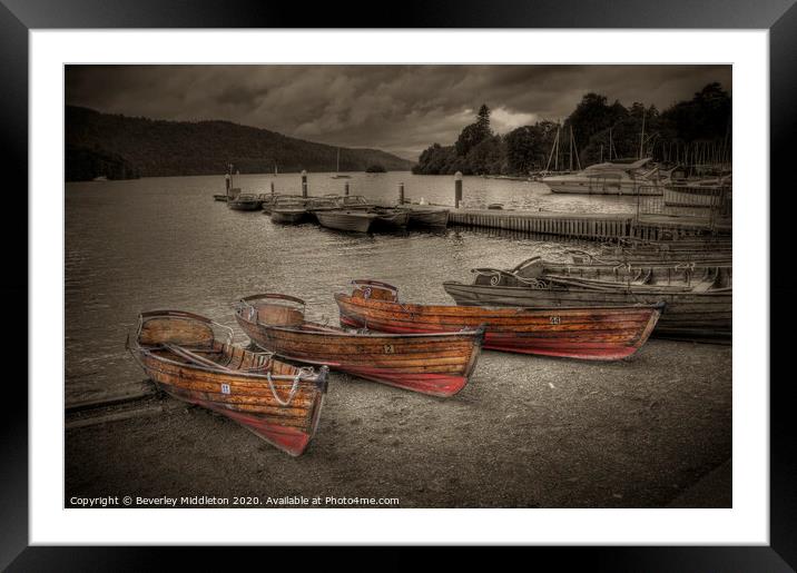 Boats at Bowness - Windermere Lake Framed Mounted Print by Beverley Middleton